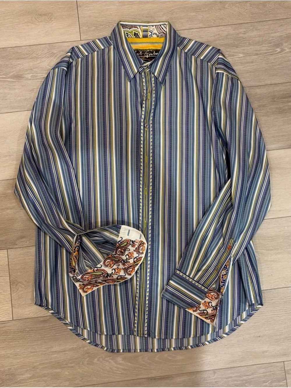 Robert Graham Blue Multi-Stripe Long Sleeve Shirt